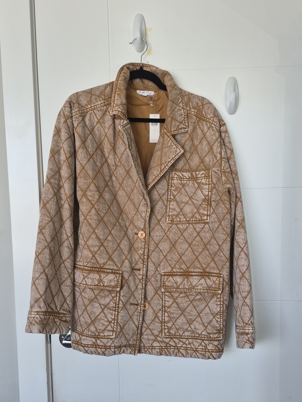 Anthropologie Quilted Tan Shirt Jacket